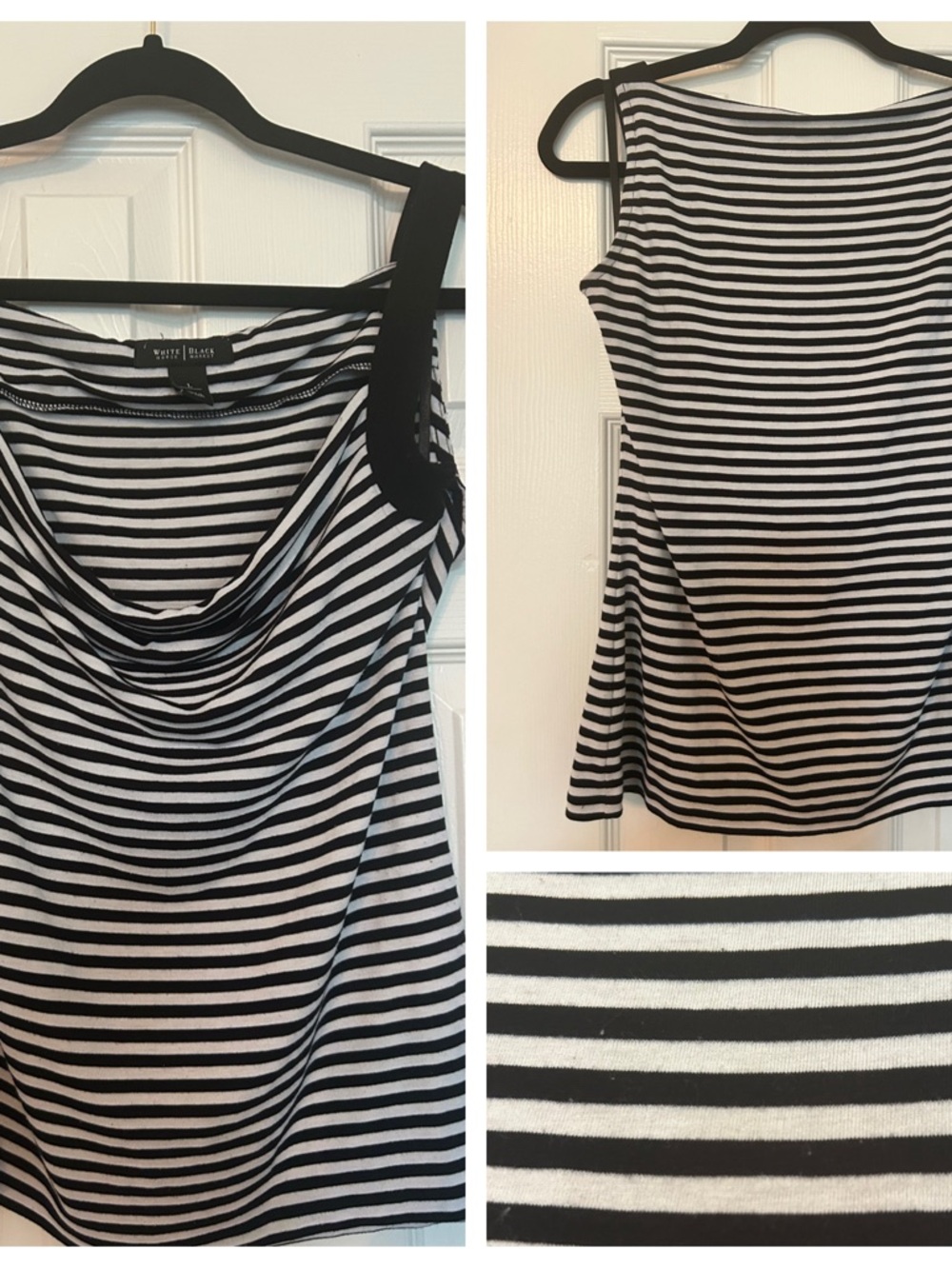 White House Black Market Black & White Striped Sleeveless Shell